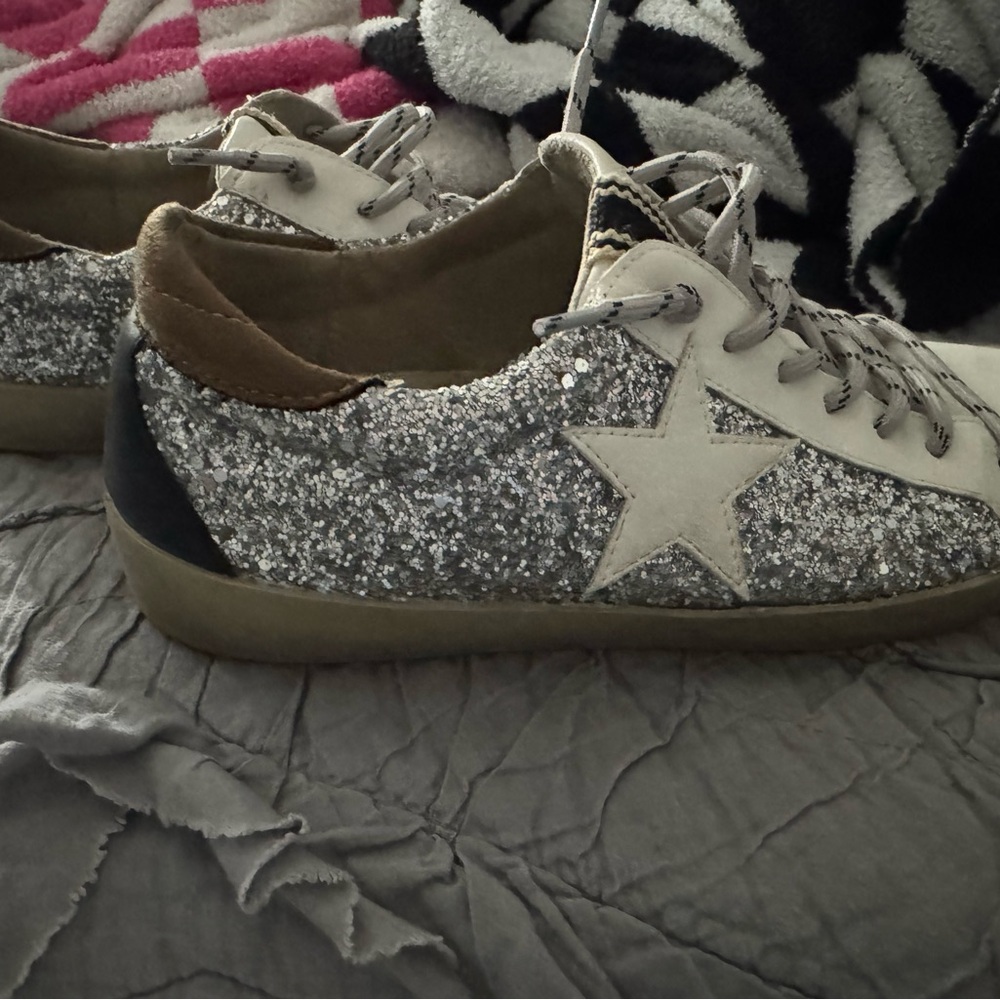 Silver Glitter Star Sneakers